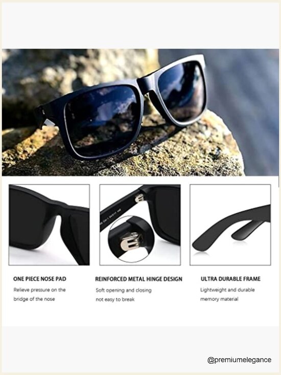 Polarized Rectangular Sunglasses UV Protection Unisex 2 Pack Rimless TR90